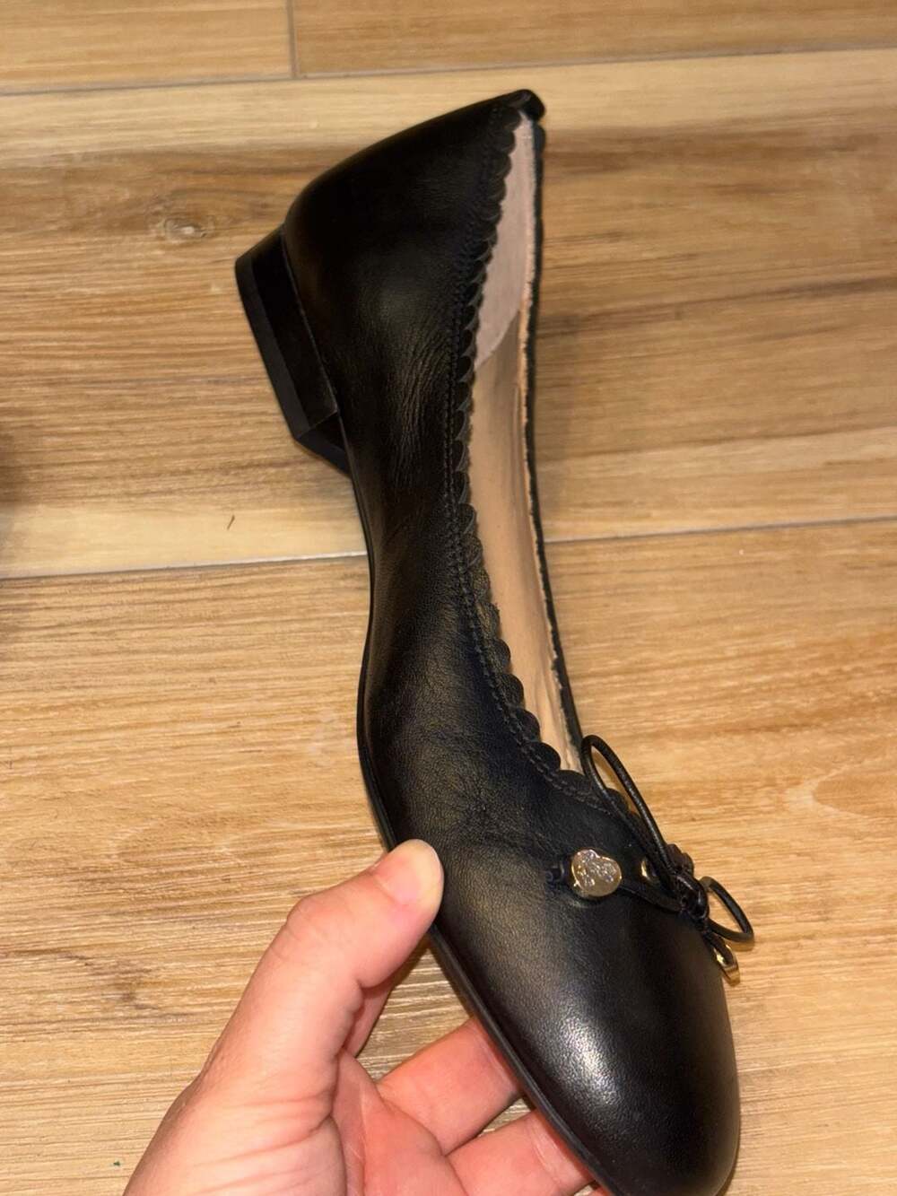 Lauren Ralph Lauren Glennie Scallop-Trim Leather Ballet Flats with tag - Picture 6 of 11
